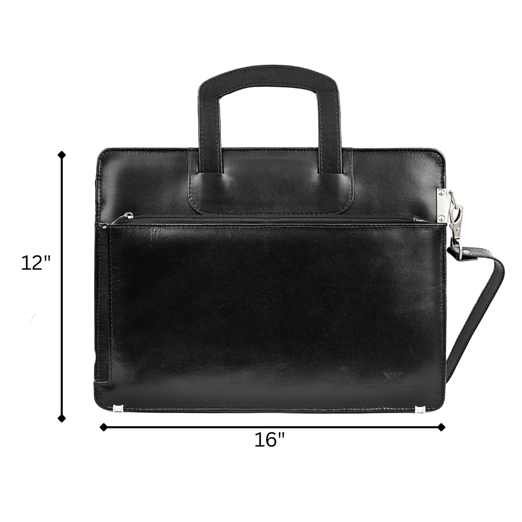 Slim Leather Laptop Bag UK | Lightweight Business Briefcase 15 Inch – Black