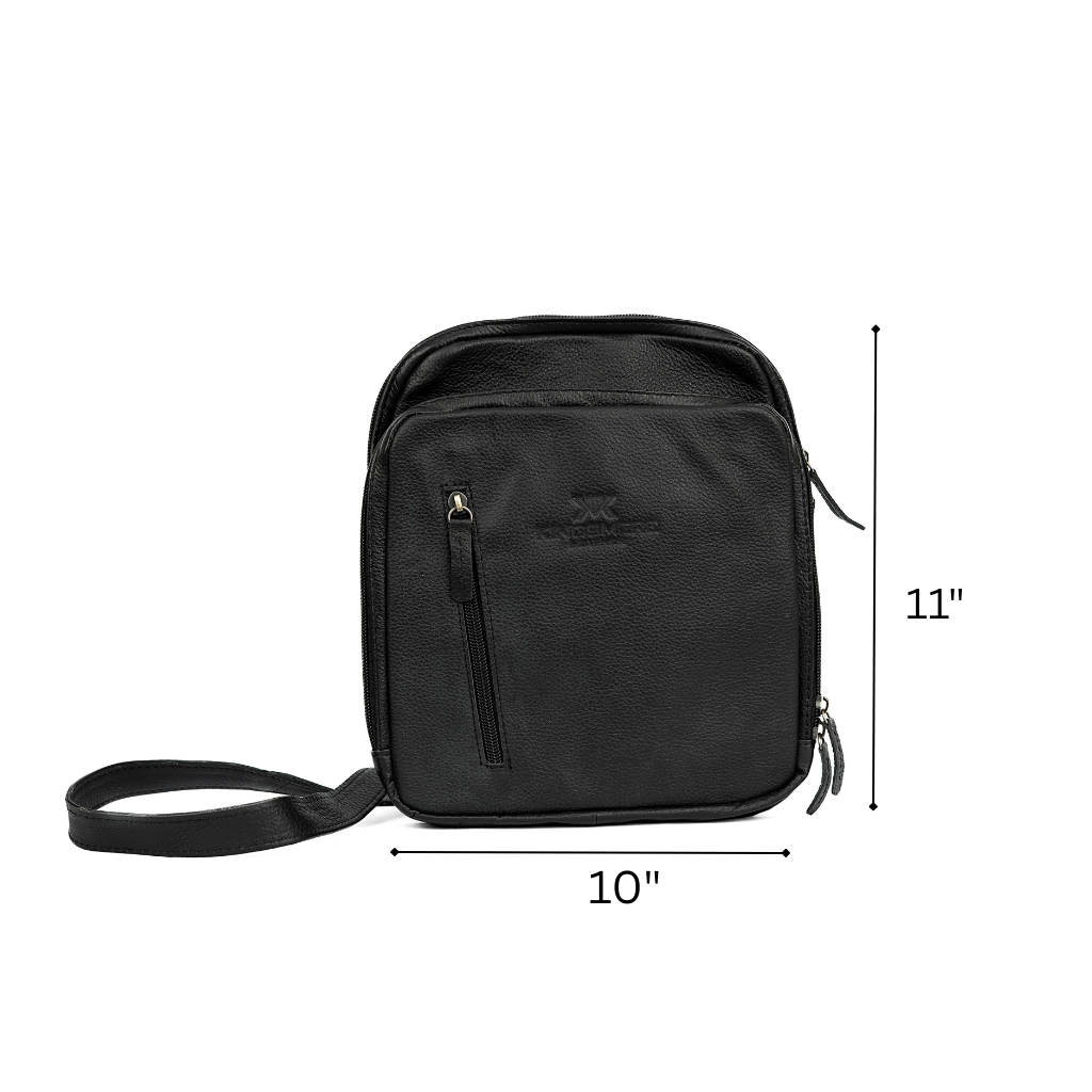 Leather Messenger Bag UK | Crossbody Work Bag - Black