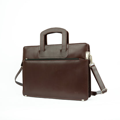 Slim Leather Laptop Bag UK | Lightweight Business Briefcase 15 Inch – Dark Brown