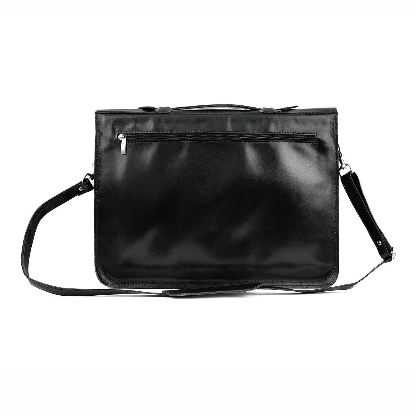 Vintage Leather Laptop Bag UK | Handmade Retro Briefcase for Work - Black
