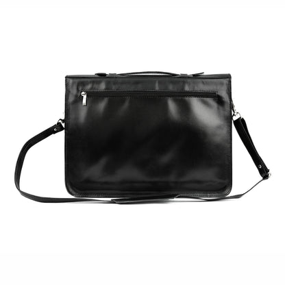 Vintage Leather Laptop Bag UK | Handmade Retro Briefcase for Work - Black