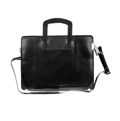 Slim Leather Laptop Bag UK | Lightweight Business Briefcase 15 Inch – Black