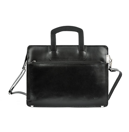 Slim Leather Laptop Bag UK | Lightweight Business Briefcase 15 Inch – Black