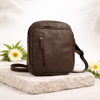 Leather Messenger Laptop Bag UK | Crossbody Work Bag - Brown