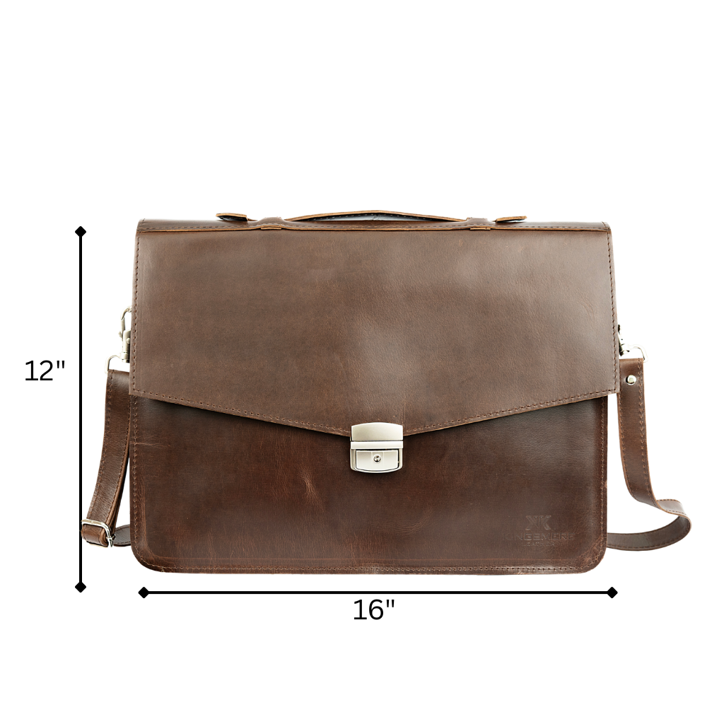 Vintage Leather Laptop Bag UK | Handmade Retro Briefcase for Work - Brown