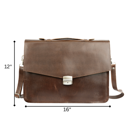 Vintage Leather Laptop Bag UK | Handmade Retro Briefcase for Work - Brown