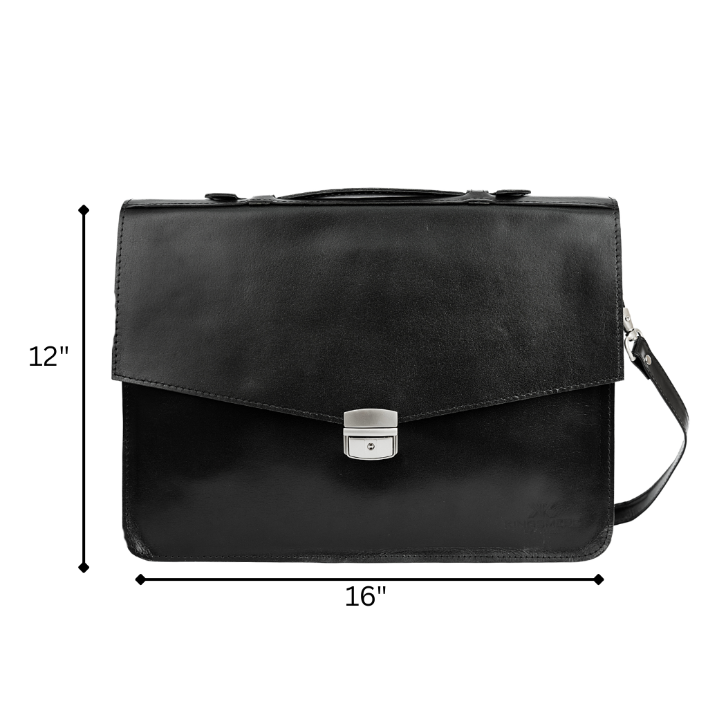 Vintage Leather Laptop Bag UK | Handmade Retro Briefcase for Work - Black