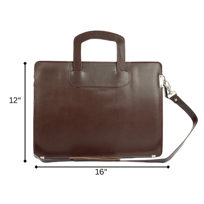 Slim Leather Laptop Bag UK | Lightweight Business Briefcase 15 Inch – Dark Brown