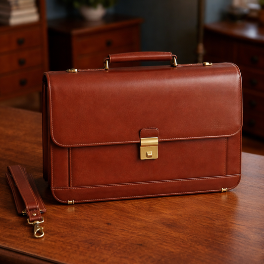 Handmade Leather Laptop Briefcase Bag – Classic Business Edition