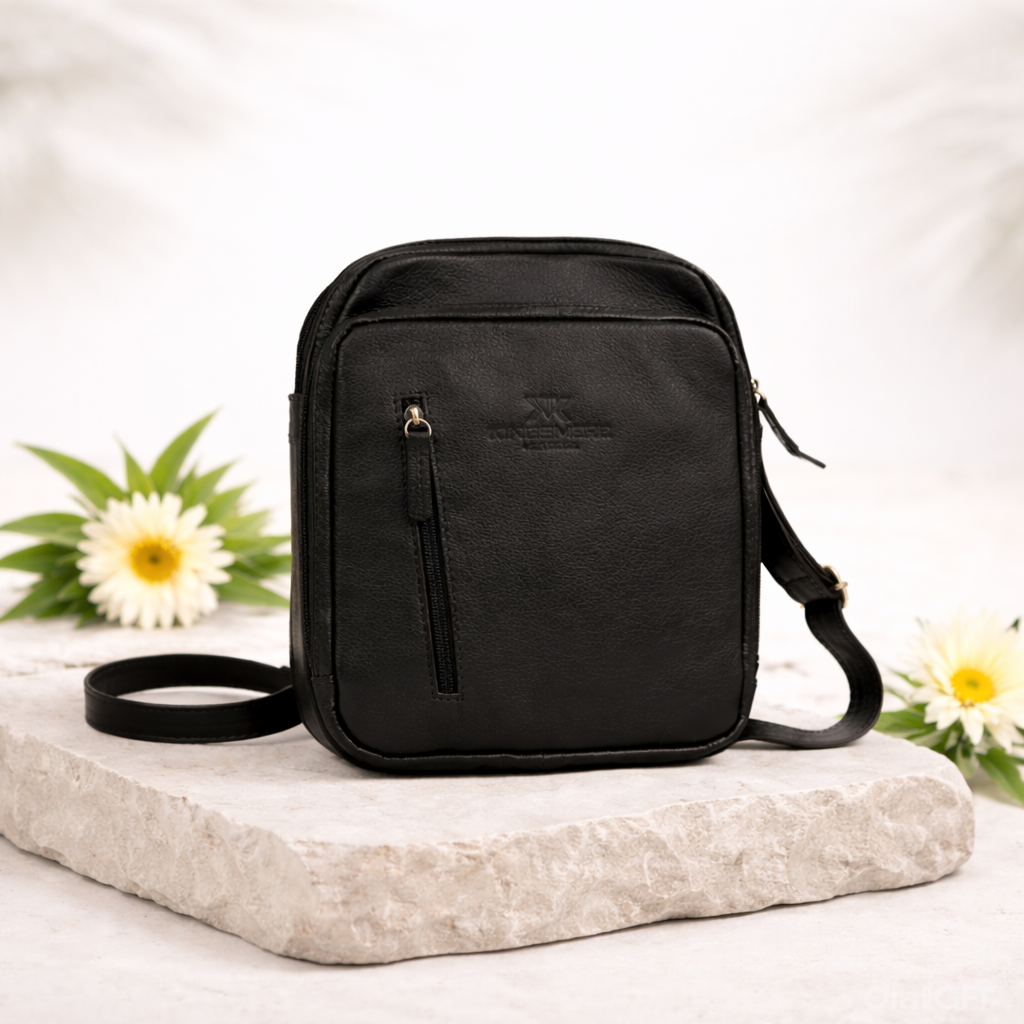 Leather Messenger Bag UK | Crossbody Work Bag - Black