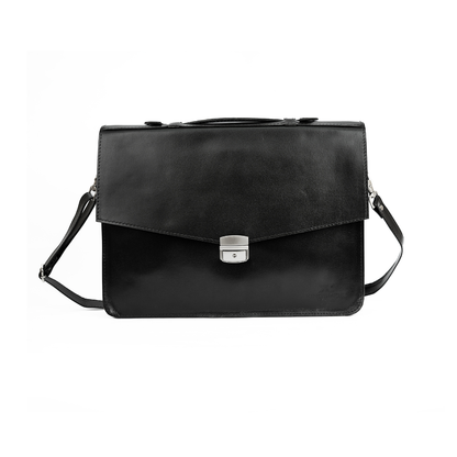 Vintage Leather Laptop Bag UK | Handmade Retro Briefcase for Work - Black