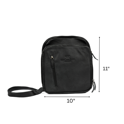Leather Messenger Bag UK | Crossbody Work Bag - Black